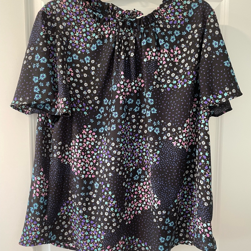 Cooper & Ella Black Blouse with Peter Pan Collar and Tie Front